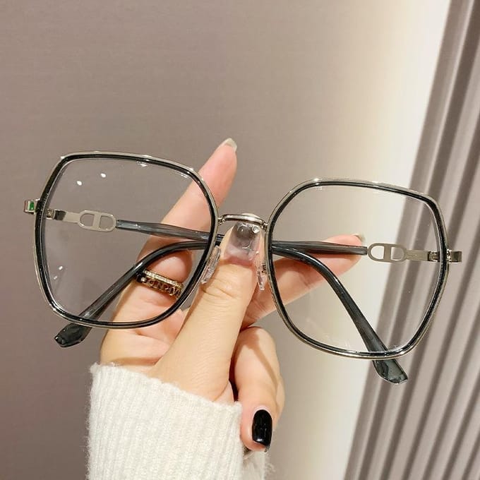 Vintage Vierkant Metalen Glitters Frame Leesbril Dames Oversized Optisch Anti Blauw Licht Op Sterkte Bril 4.5
