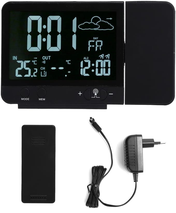 Allecto - Digitale Projectiewekker - Weerstation met Temperatuur- en