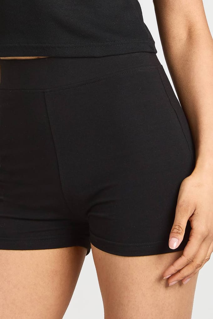 boohoo Dames Lange Basic Korte Fietsbroek | Zwart | Maat: 38