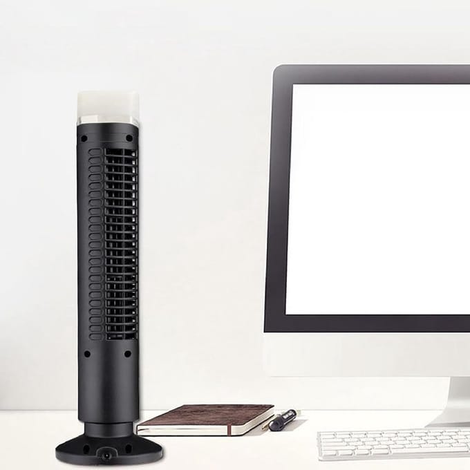Stille USB Tafelventilator Zonder Bladen - Compacte Torenventilator met Verlichting voor Thuis en Kantoor