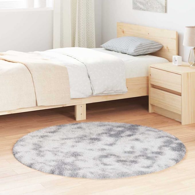 vidaXL - Hoogpolig - vloerkleed - NAVARRA - 120x120 - cm - polyester - zilvergrijs