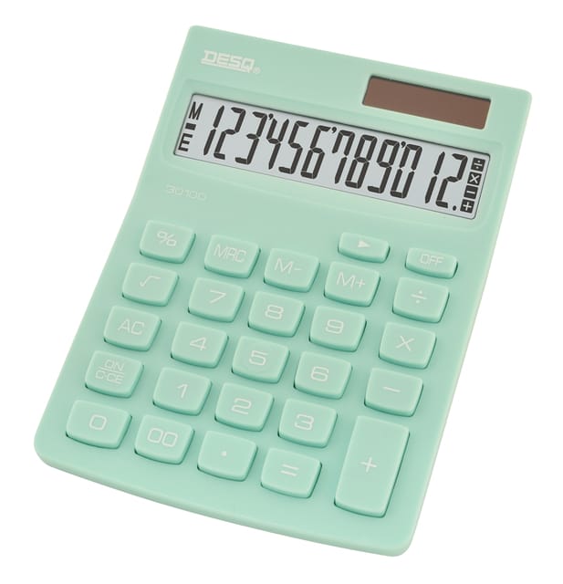DESQ® | Bureau Rekenmachine | 12 Cijfers| Compact | Mint Groen | New Generation