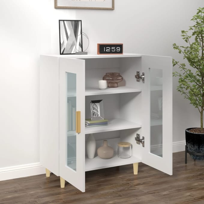 vidaXL - Dressoir - 69,5x34x90 - cm - bewerkt - hout - wit