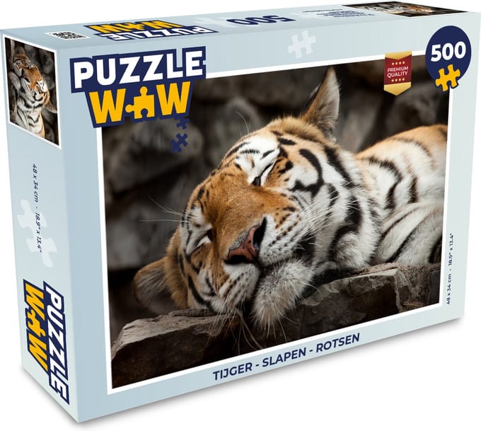 Puzzel Tijger - Rusten - Rotsen - Legpuzzel - Puzzel 500 stukjes