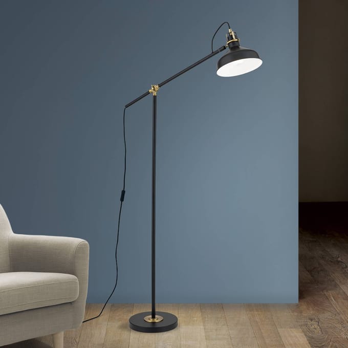 ORION Schiller vloerlamp, zwart, metaal, 153 cm, verstelbaar