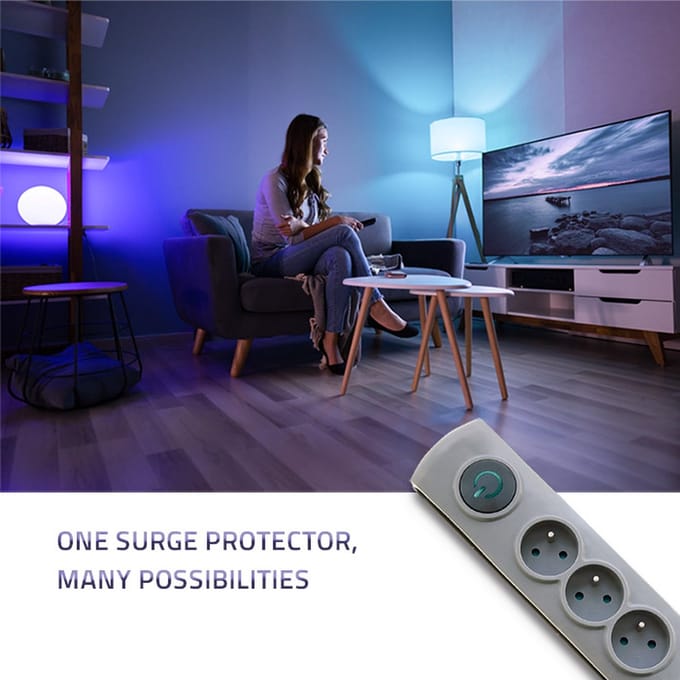 Qoltec - Serie - Stekkerdoos - 6 Gaten - 3m Kabel - Grijs