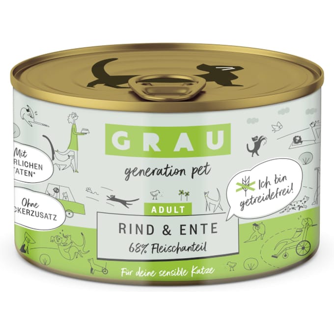GRAU Adult Graanvrij 6 x 200 g Kattenvoer - Rund & Eend