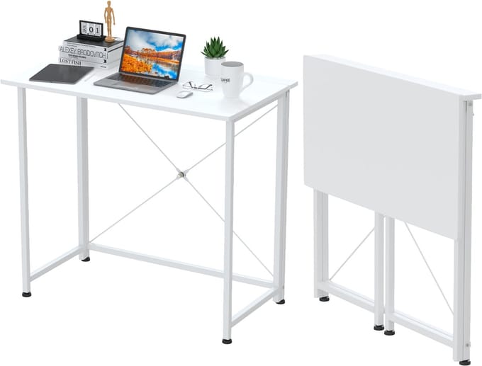 PIPIPOXER Opvouwbare Tafel - Bureau Kantoortafel Computertafel 80x45x74cm Wit
