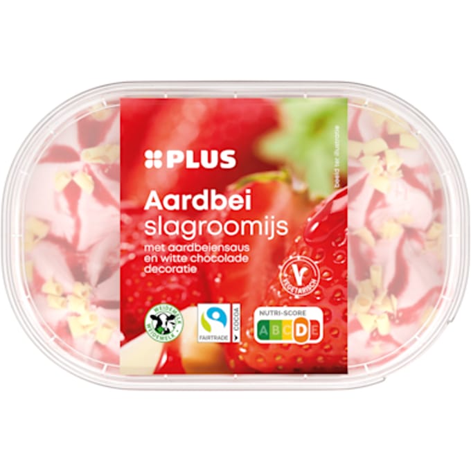 Slagroomijs aardbei witte chocolade
