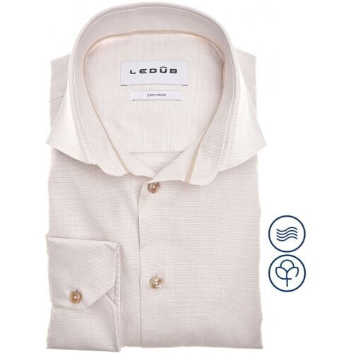 Ledûb Overhemd Easy-Care Fine-Structure Cotton Licht Zand-Zand / male