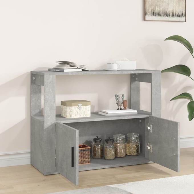vidaXL - Dressoir - 80x30x60 - cm - bewerkt - hout - betongrijs