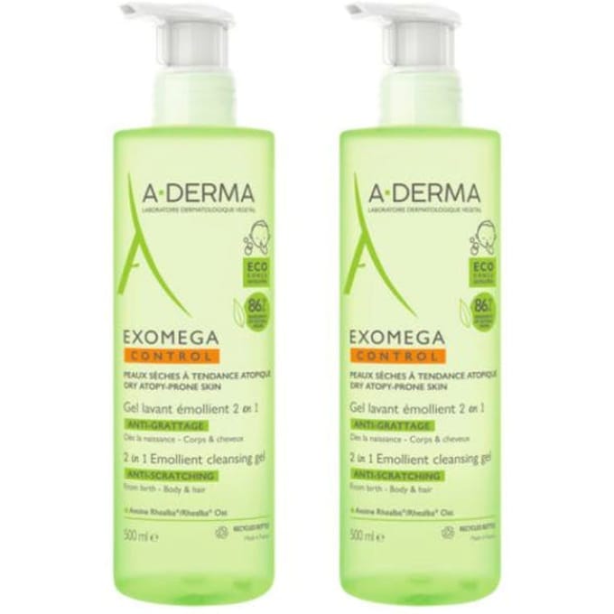 A-Derma Exomega Control 2-in-1 Emolient Gel Duo 500 ml + 500 ml