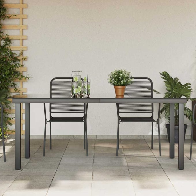 vidaXL - Tuintafel - 190x90x74 - cm - aluminium - en - glas - zwart