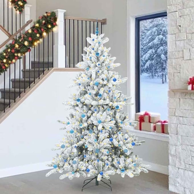 vidaXL - Kunstmatige - Hinged - Kerstboom - Wit - 240 - cm - PVC - en - Staal