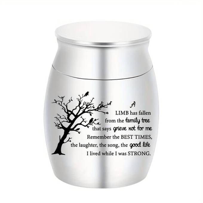 Mini urn zilver met gedicht