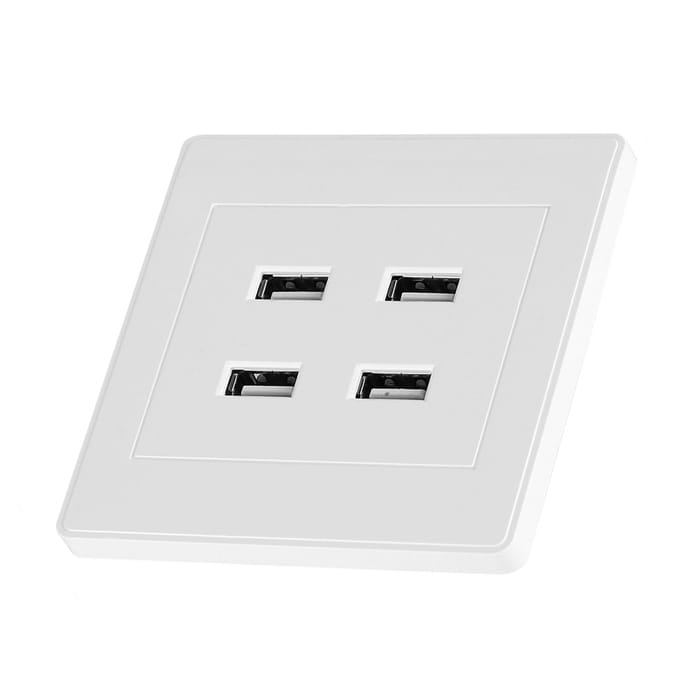 4 USB-poorten DC 5V Thuis Kantoor Elektrisch Wandmontage Stopcontact Oplader(110~250V)