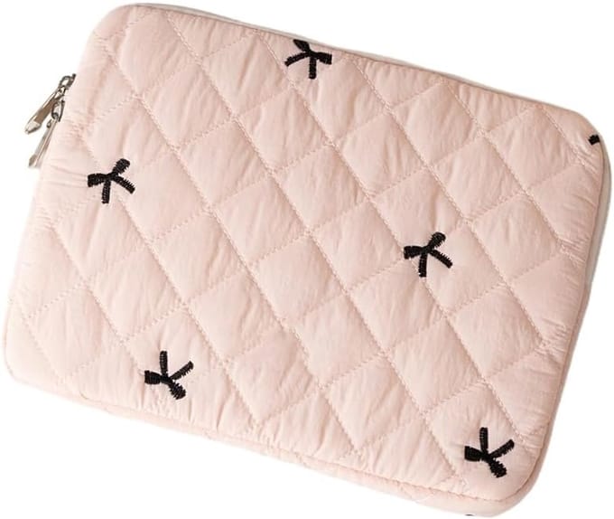Leuke laptoptas/hoes met strikjespatroon, tablethoes (15-15,6 inch, roze)