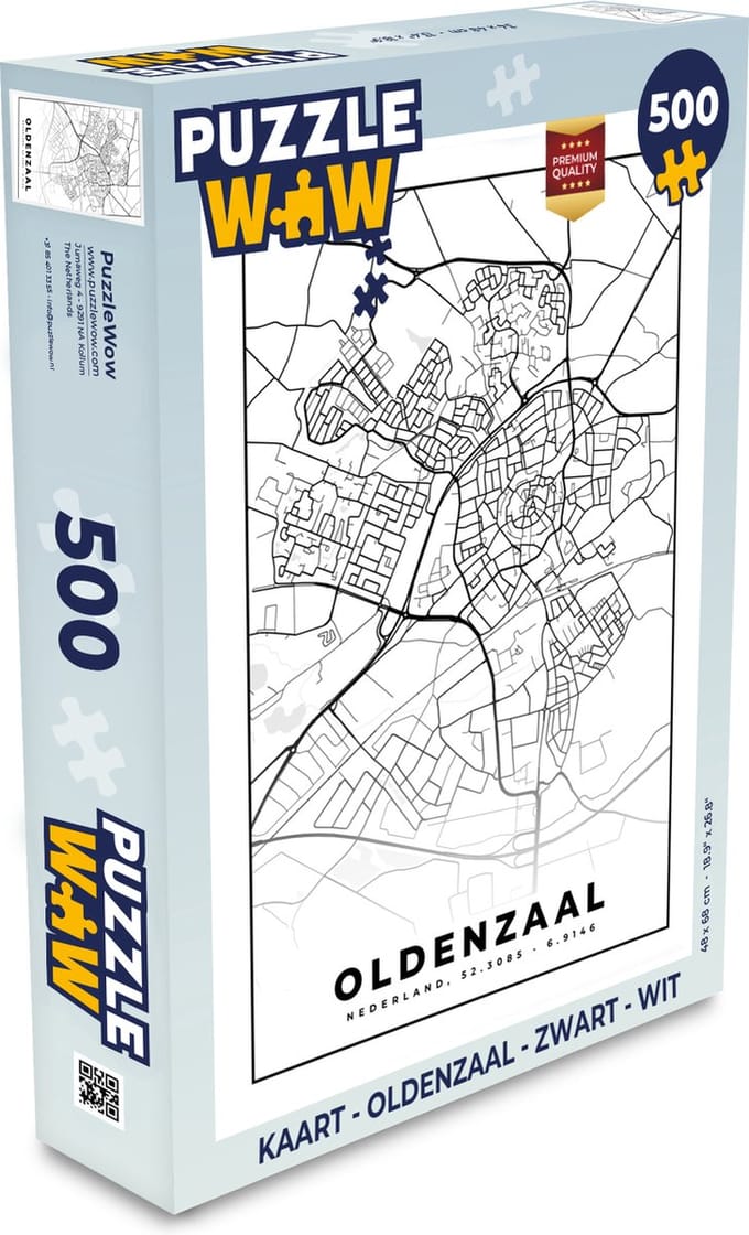 Puzzel Kaart - Oldenzaal - Zwart - Wit - Legpuzzel - Puzzel 500 stukjes