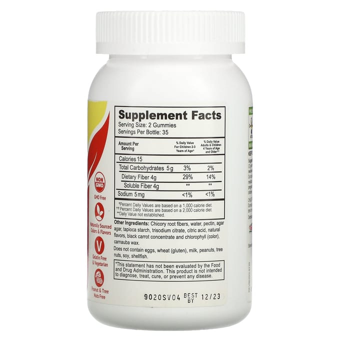 YumVs, voor kinderen, Prebiotic Fiber Zero, bessensmaak, 4 g, 70 gummies (2 gram per gummy)