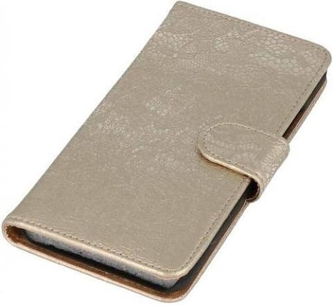 Lace Bookstyle Wallet Case Hoesjes Geschikt voor Huawei P9 Plus Goud