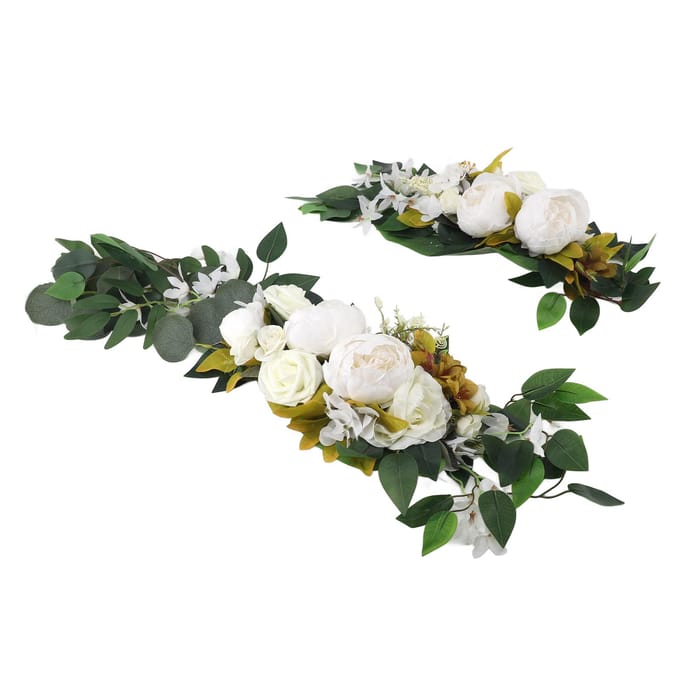 Bruiloftsboog Bekleding Kunstbloem Multifunctioneel Bruiloft Welkom Borden Bloemen Decoratie Wit wit