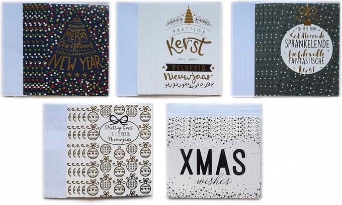 Kerstkaarten – 25 Stuks - 10 x 14 cm - Luxe Kaarten - Prettige Kerstdagen - K-167