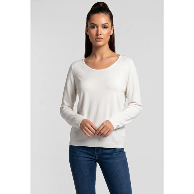 Rich & Royal Boat Neck Seamless Pearl White Größe: L | Longsleeves Outlet | Damen | Weiß