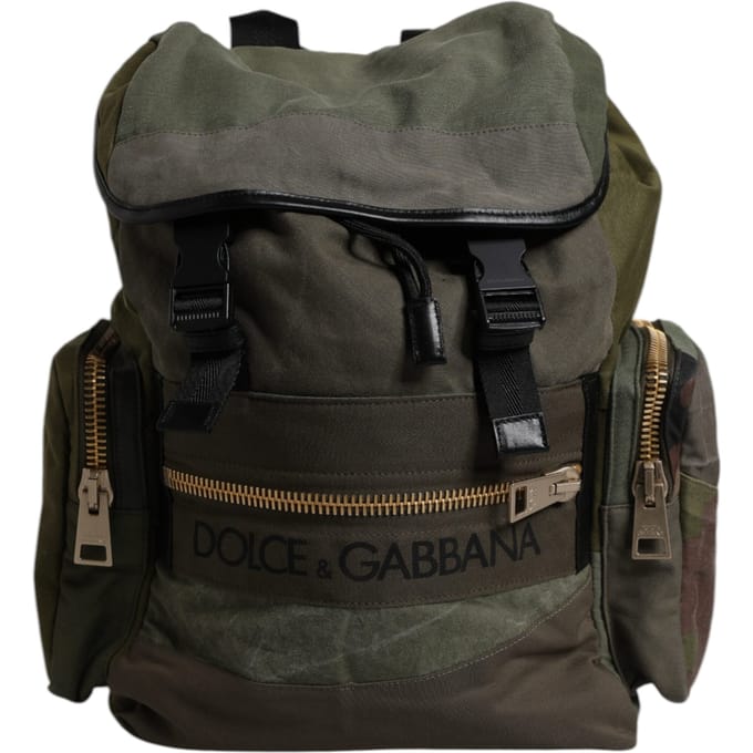 Militair Groene Patchwork Schoolrugzak