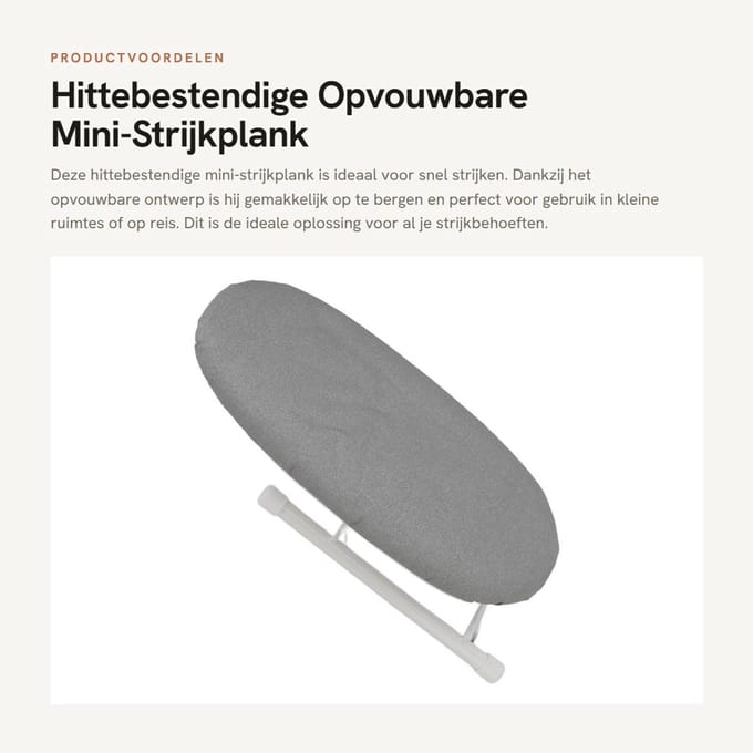 Dailygoods- Strijkplank Hittebestendig - Opvouwbare Tafelstrijkplank - Draagbare Strijkplank - Compact - Stabiele Ondersteuning - 178g