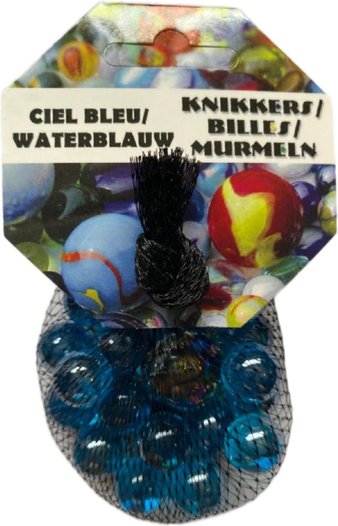 Blauwe kristal knikkers 21 stuks