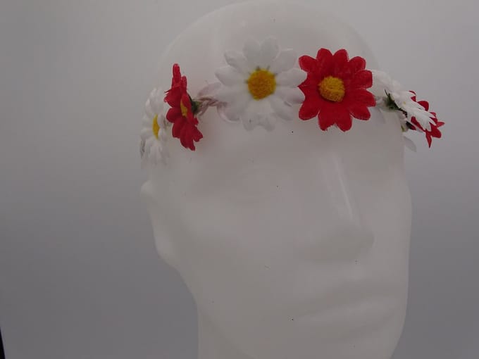 Bloemen hoofdbandje rood wit/Brabant