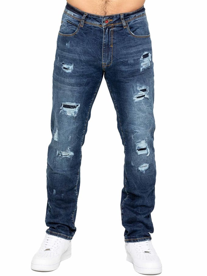 Enzo | Heren Gescheurde Denim Jeans