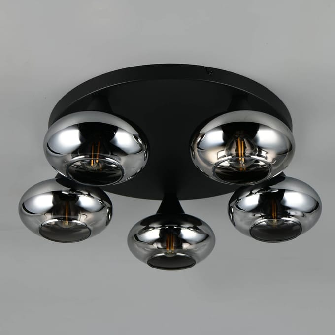 REALITY DIVINA - Plafondlamp - Rookkleur - excl. 5x E14 4 W - Plafondbevestiging
