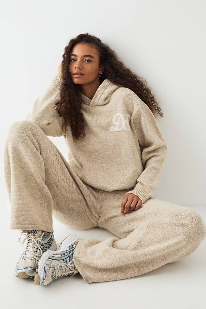 Dames DSGN Studio Gebreide Oversized Hoodie | Oatmeal | Maat: XS