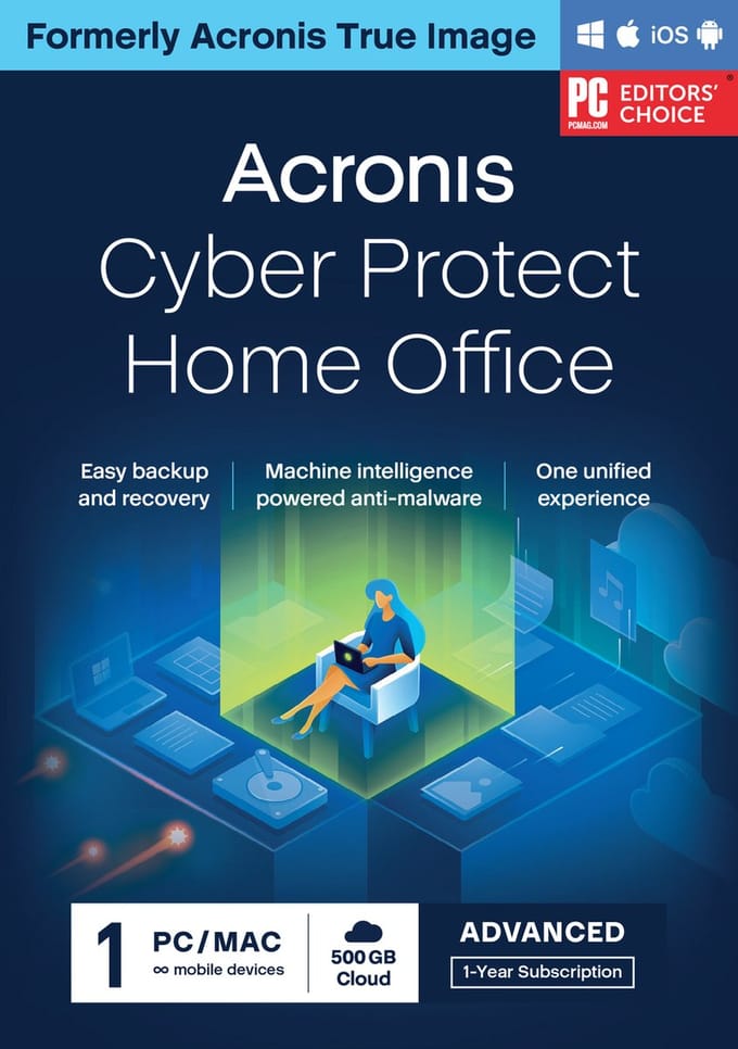 Acronis Cyber Protect Home Office Advanced + 500 GB Acronis Cloud Storage - 1 Gebruiker/ 1 Jaar - Windows/MAC