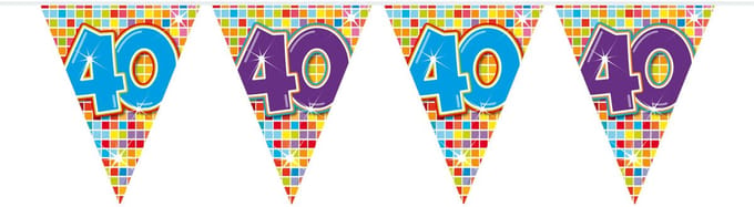 40 Jaar Mini Vlaggenlijn Birthday Blocks - 3 meter
