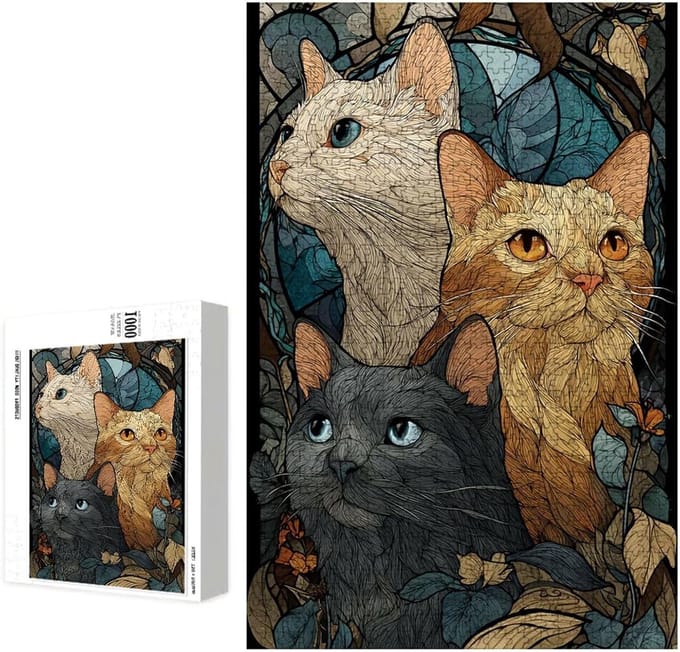 Houten Puzzel - 3000 Stukjes - Ontspanning Thuis - Lindehout Kwaliteit - 111 x 87 cm - Abstract Kat