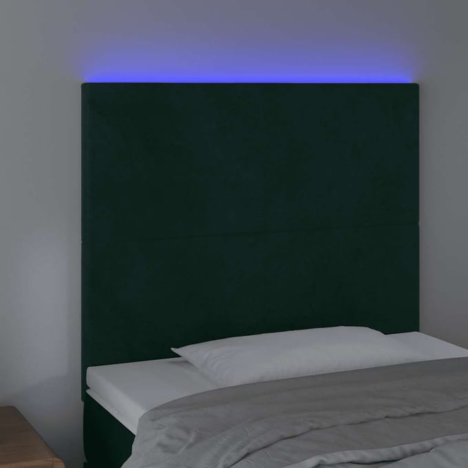 vidaXL - Hoofdbord - LED - 80x5x118/128 - cm - fluweel - donkergroen