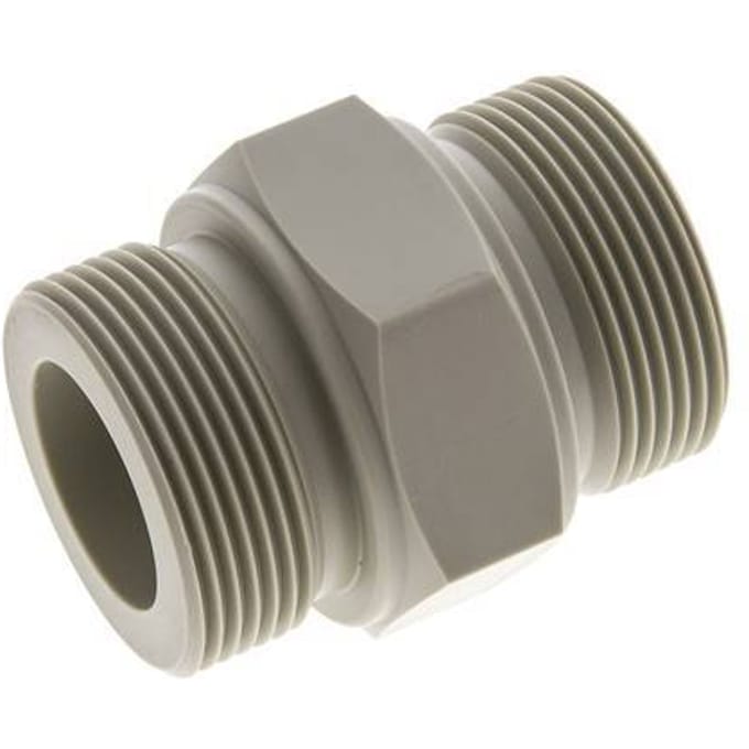 Dubbele Nippel G1 1/2'' Polypropyleen (PP) 10bar FDA 55mm Hex