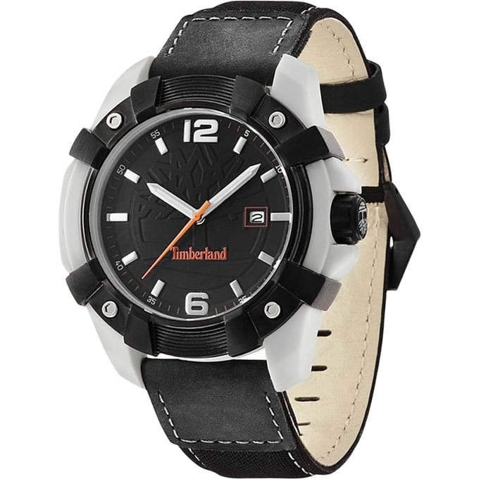 Timberland Zwarte Leren Horloge Met Chocorua Functies