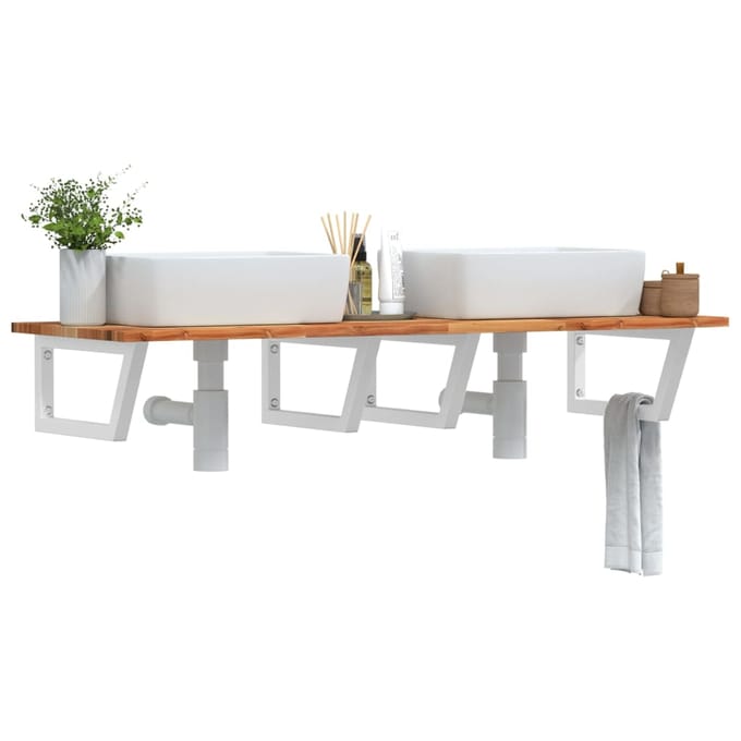 vidaXL - Badkamer - wandschap - staal - en - massief - acaciahout