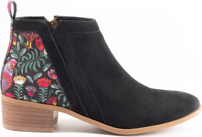 Inkkas, Rooster, Dames, Enkellaars, Suede, Natuurprint, Rubberzool, Maat 41