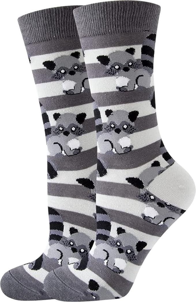 Grappige Sokken met Wasberen - Grijs - Dames Maat 36-40 - Funny Socks Dieren