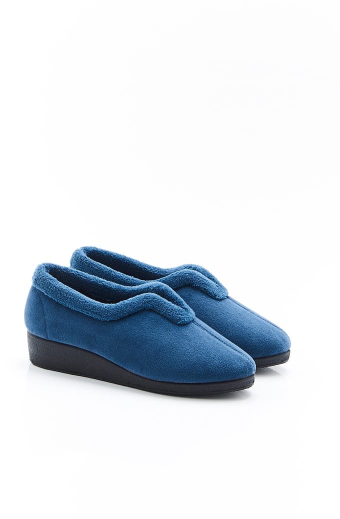 Damart - Thermolactyl pantoffels van velours - Dames - Blauw - 36
