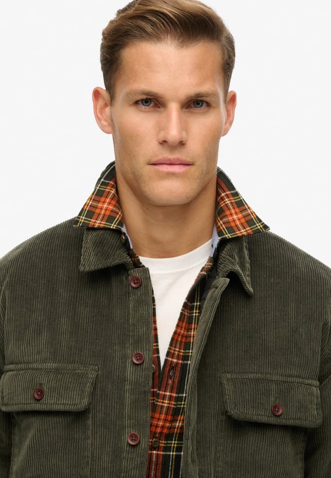 Superdry SURPLUS CORD QUILT OVERSHIRT Heren Trui - Maat S