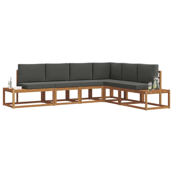 vidaXL - 6 - st - Buiten - bank - set - Massief - Acacia - Hout - en - Polyester