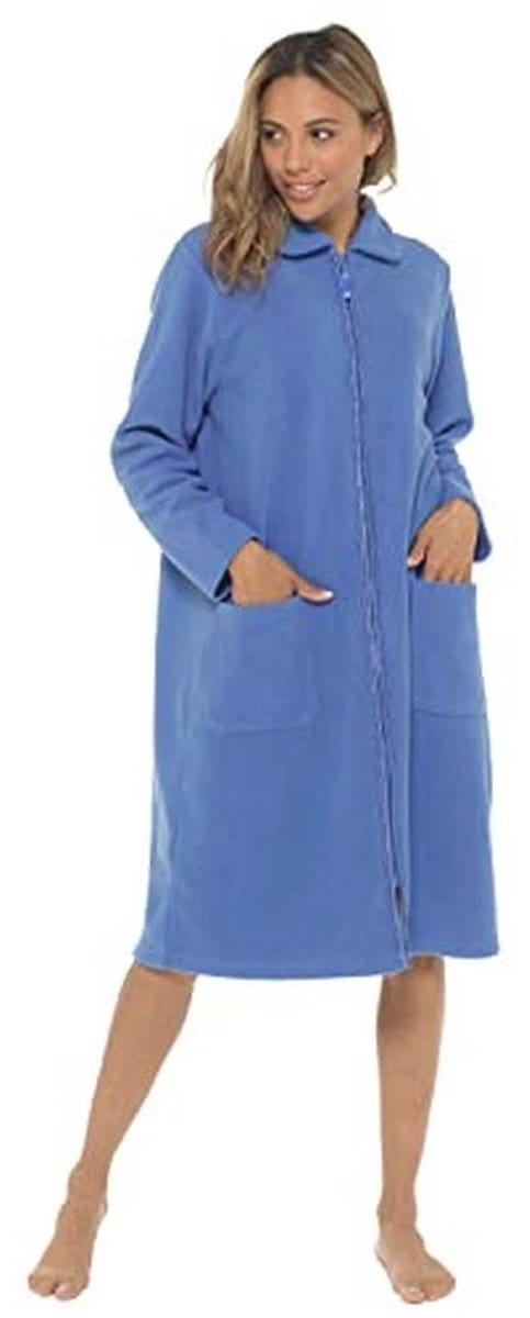 Zachte fleece damesjas met ritssluiting en satijnen afwerking