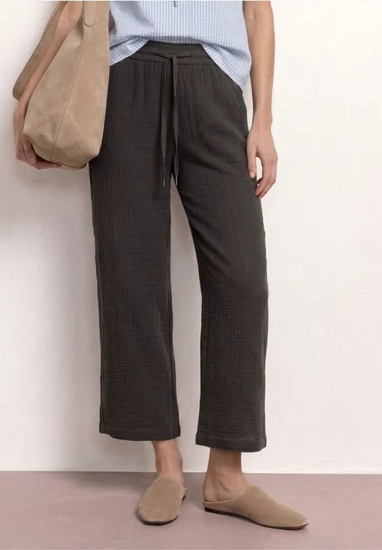 7/8 Wide Legs mousseline broek in Loose Fit