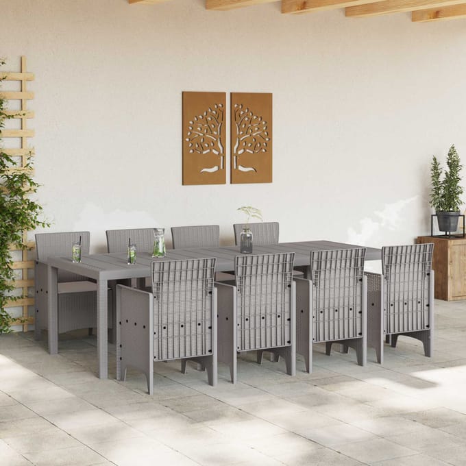 vidaXL - Tuin - Eettafel - Set - 9 - pcs - Wit - Polypropyleen
