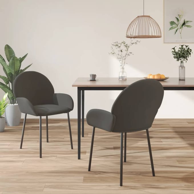 vidaXL - Eetkamerstoelen - 2 - st - fluweel - donkergrijs
